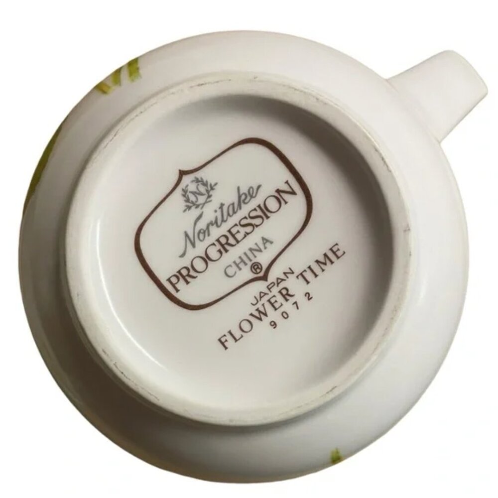 Vtg NORITAKE Japan "Flower Time" Pattern Cup and Saucer Yellow Floral China EUC - Picture 6 of 12